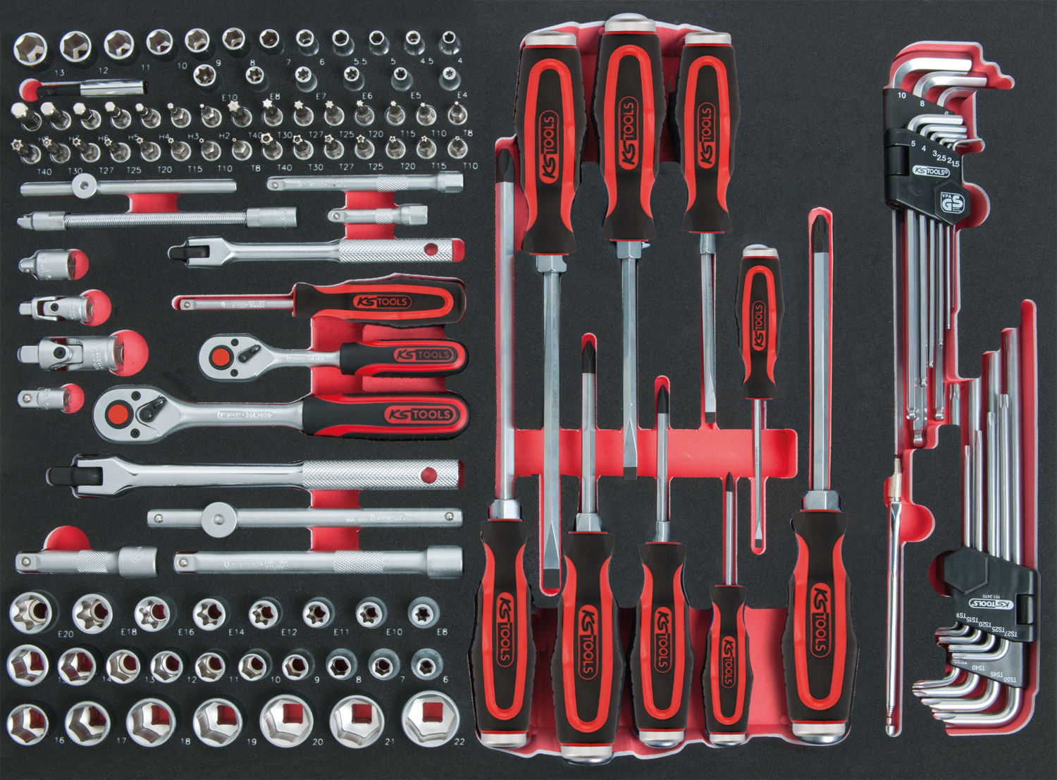 1/4"+3/8“ SCS Steckschlüssel-Satz, 118-tlg in 1/1 Systemeinlage