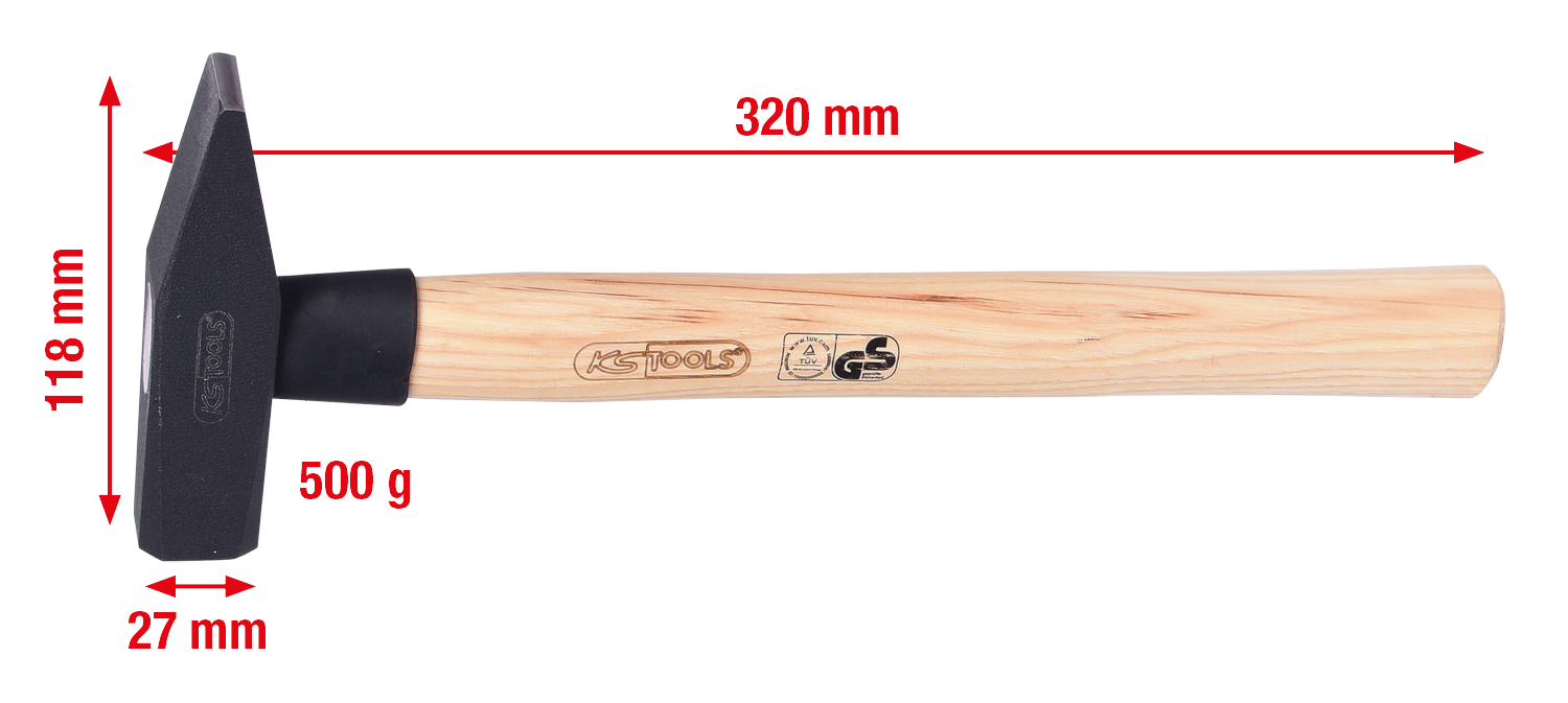 Schlosserhammer mit Hickorystiel, 500g