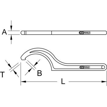 Fester Hakenschlüssel mit Zapfen, 205-220 mm