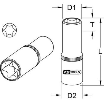 1/2" CHROMEplus Torx-E-Stecknuss, lang, E12