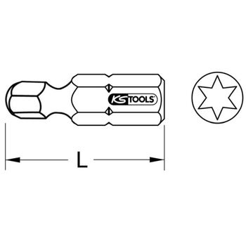 1/4" Bit Torx, 25mm, Kugelkopf, T15