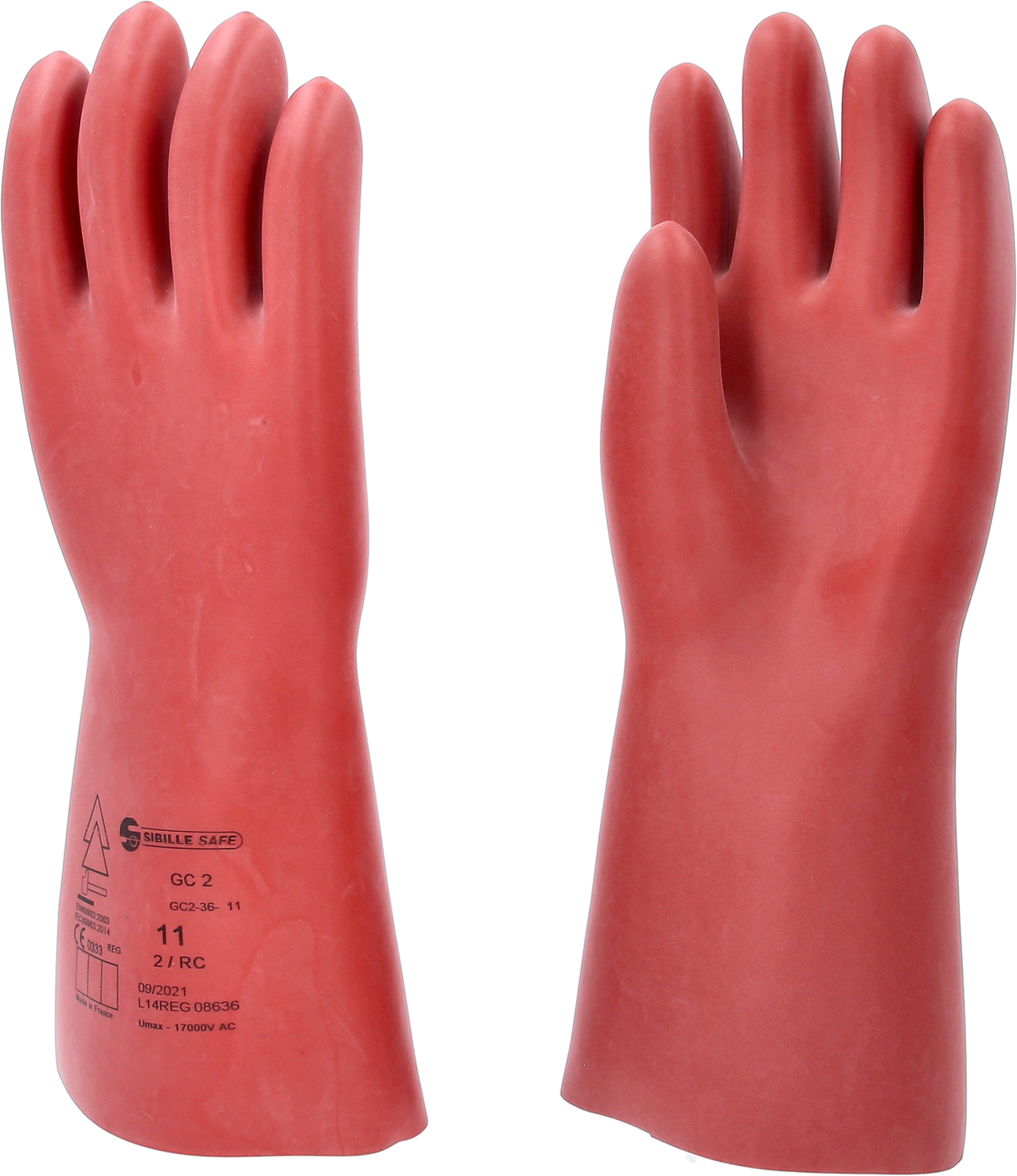 Elektriker-Schutzhandschuh mit mechanischem Schutz, Größe 11, Klasse 2, rot