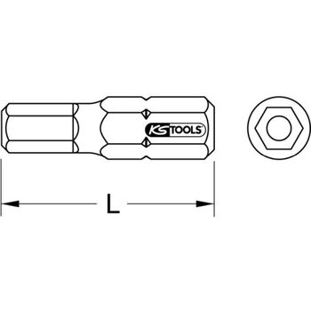 1/4" Bit Innensechskant, Bohrung, 25mm, 1/16"