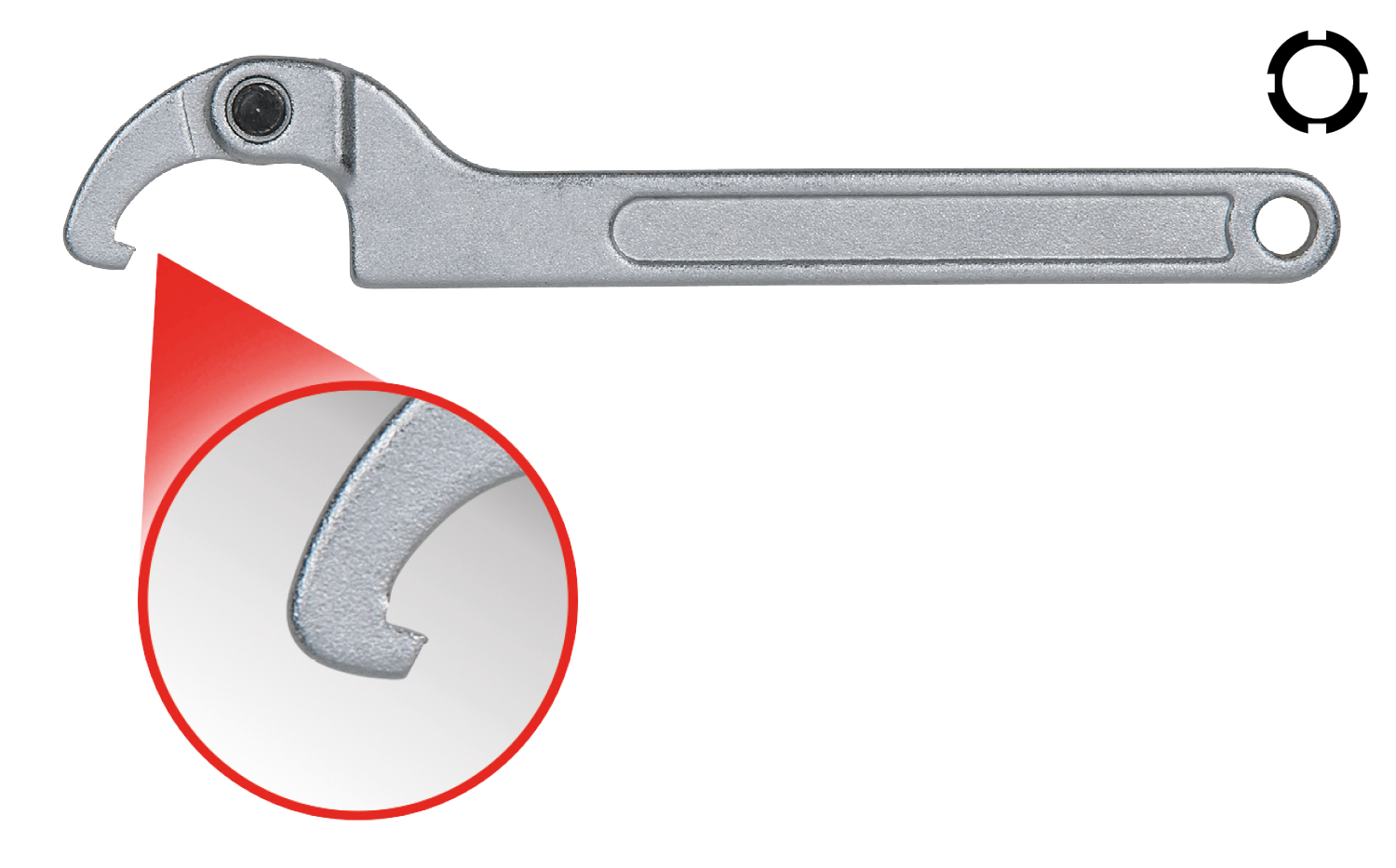 Gelenk-Hakenschlüssel mit Nase, 120-180 mm