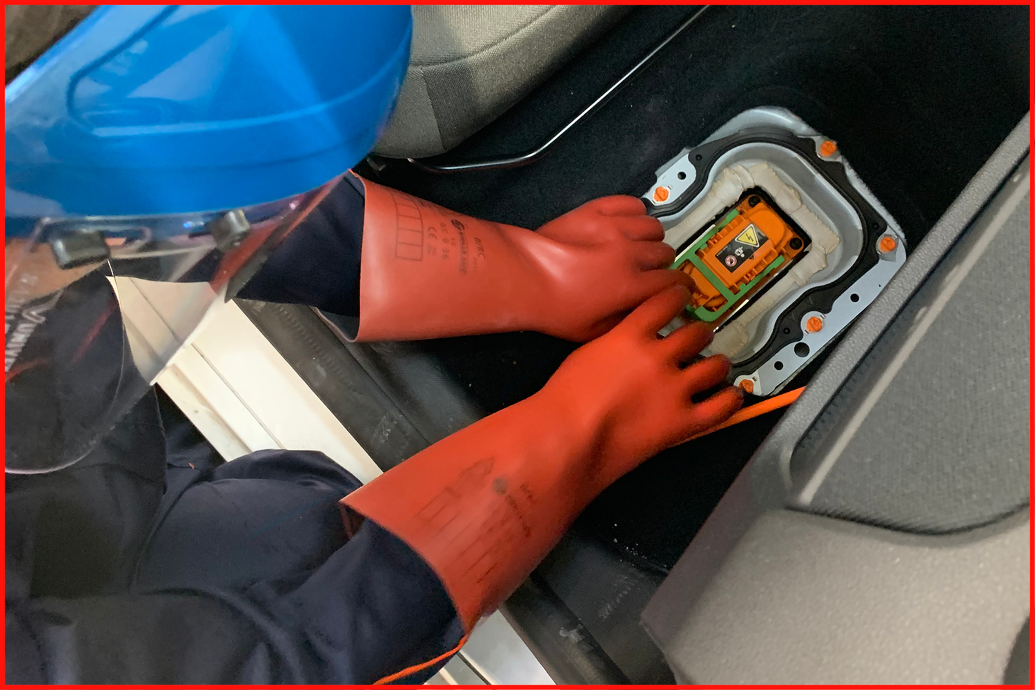Elektriker-Schutzhandschuh mit mechanischem Schutz, Größe 11, Klasse 2, rot