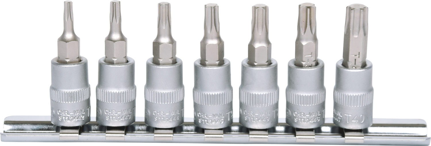 1/4" Bit-Stecknuss-Satz Torx, 7-tlg, T10-T40