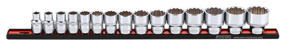 Werkzeug Sonic Stecknusssatz 1/2" 12-kant auf Steckleiste SAE 15-tlg. 301503